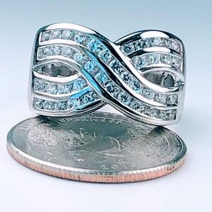 925 Sterling Silver Ring  with X Double Set CZ’s.